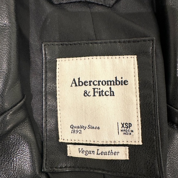 Abercrombie Black Vegan Leather Blazer Jacket - Picture 2 of 5